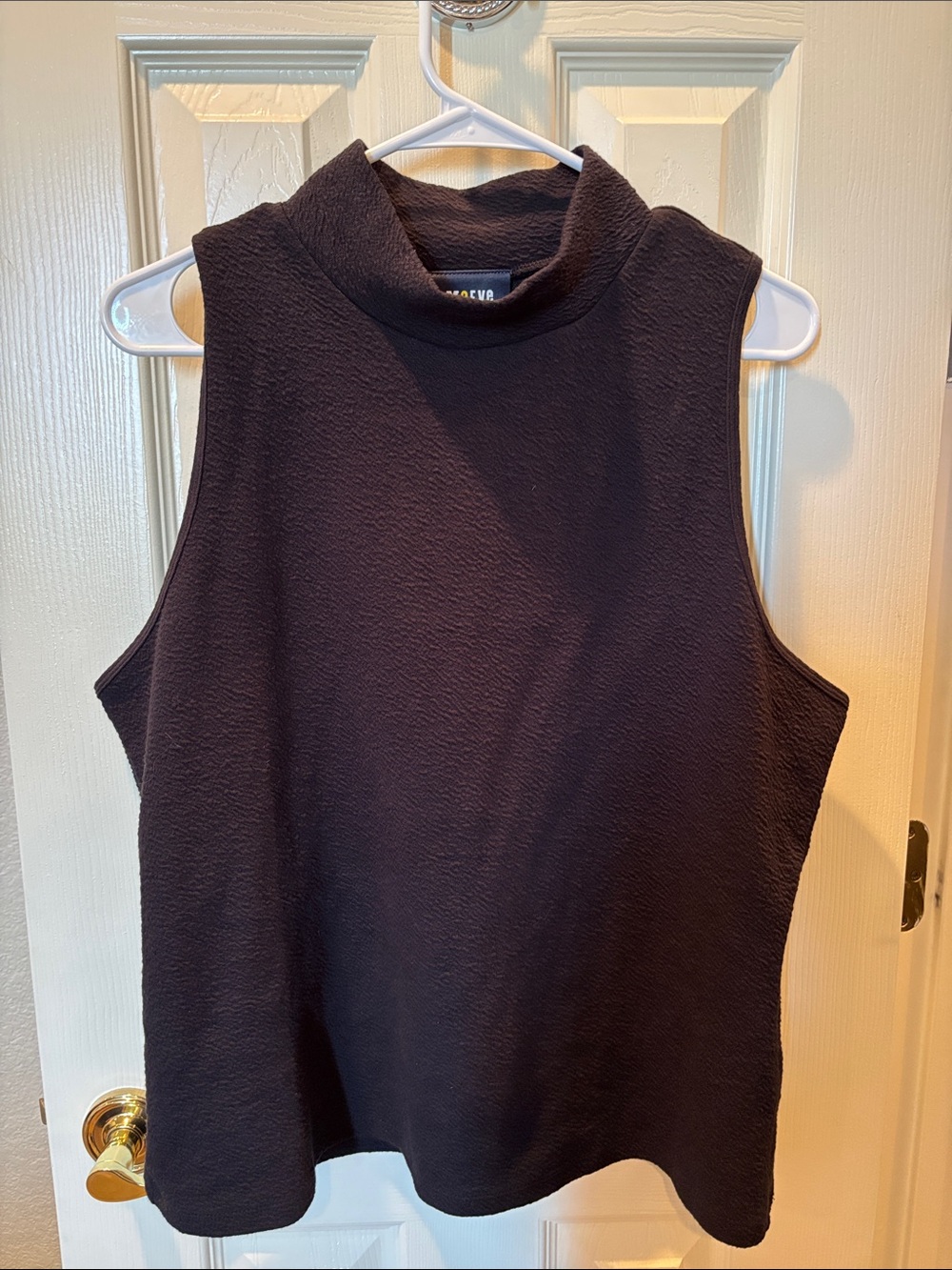 Maeve by Anthropologie Mock Neck Textured Muscle Tee Top Black XL